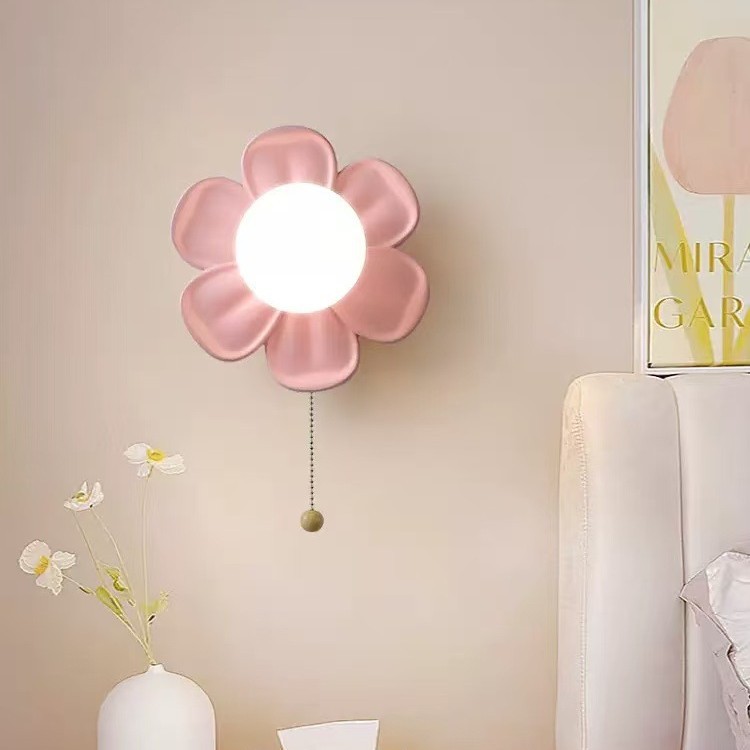 현대적인 디자인의 꽃 모양 벽걸이 조명, 풀 체인 스위 - Baby Nursery Wall Lights 리뷰 및 가격