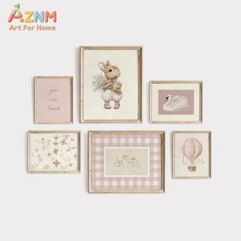 토끼 아기 방을 위한 캔버스 벽 장식, 빈티지 핑크색  - Baby Nursery Frames 리뷰 및 가격