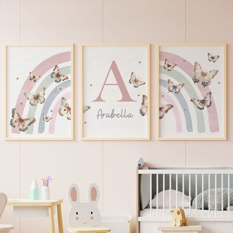 핑크 무지개 나비 사용자 정의 아기 이름 벽 예술 보육 - Baby Nursery Decor Girl 리뷰 및 가격