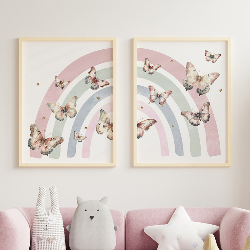 핑크 무지개 나비 사용자 정의 아기 이름 벽 예술 보육 - Baby Nursery Decor Girl 리뷰 및 가격
